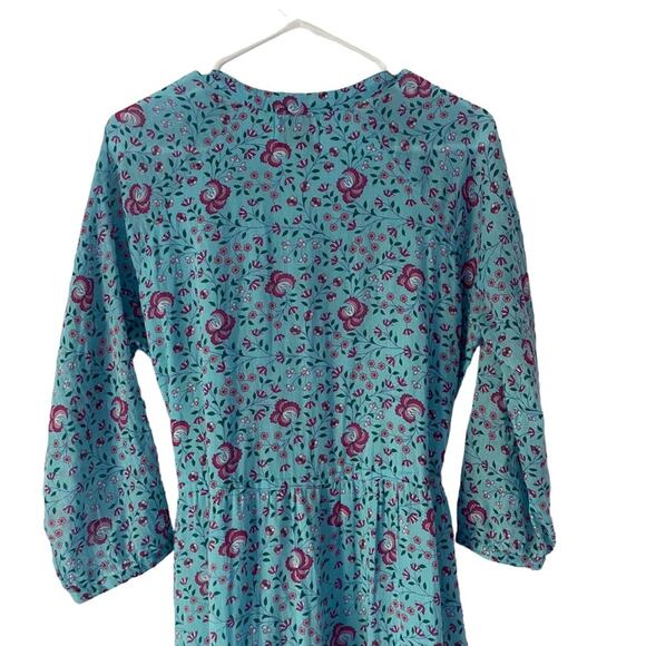 Banjanan Bazaar Turquoise Blue Midi Dress size large - Picture 6 of 7